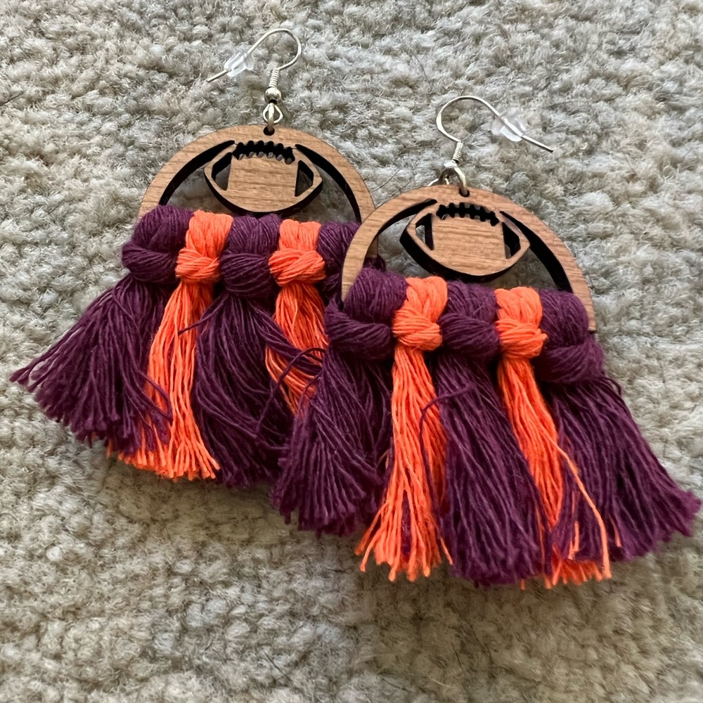 VIRGINIA TECH HOKIES FOOTBALL macrame earrings